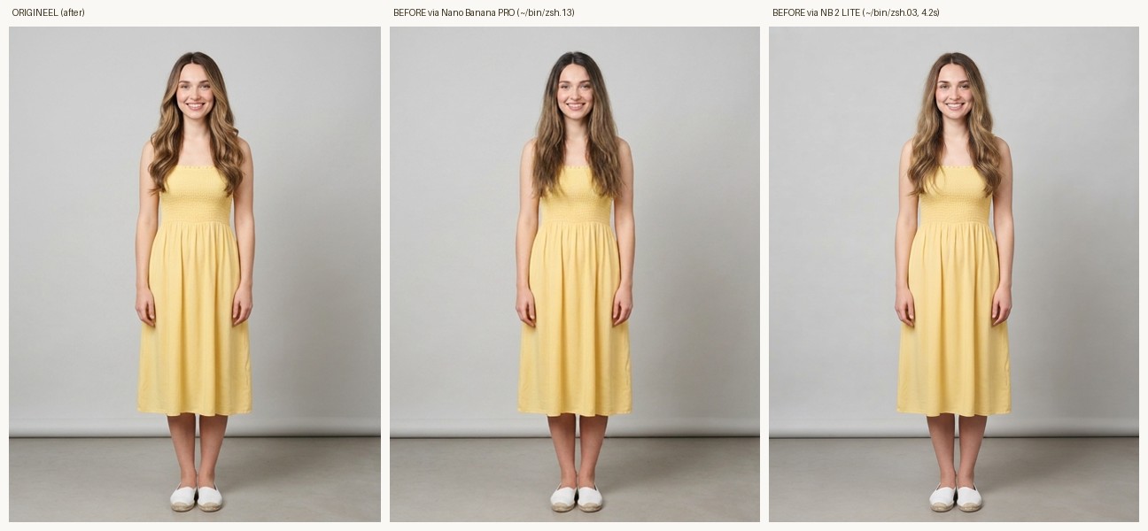 Vergelijking: origineel, Pro-before, Lite-before